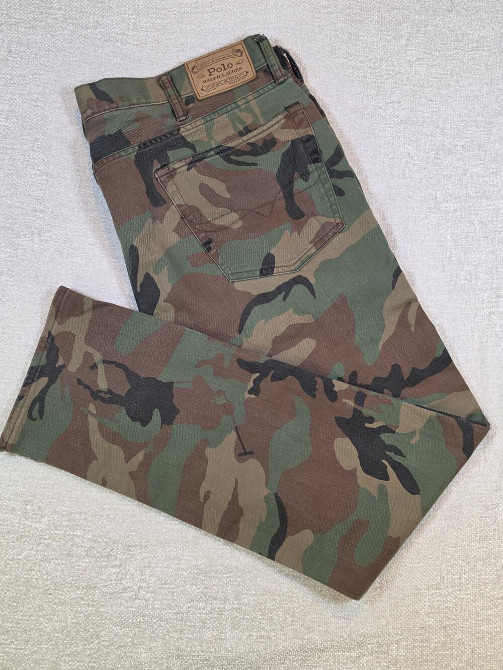 Polo Ralph Lauren Camo Pants Altered Cropped Split Cuff Streetwear Men 36x28